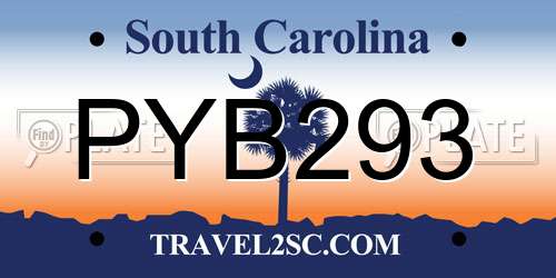 PYB293 South Carolina License Plate