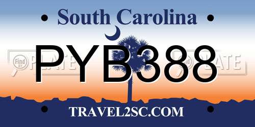 PYB388 South Carolina License Plate