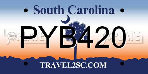 PYB420 South Carolina License Plate