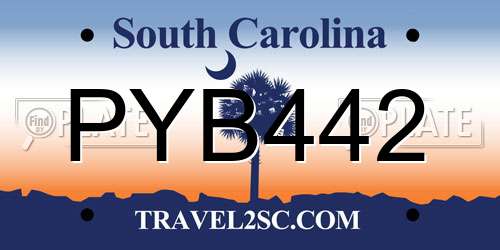 PYB442 South Carolina License Plate
