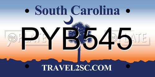 PYB545 South Carolina License Plate