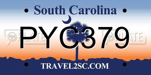 PYC379 South Carolina License Plate