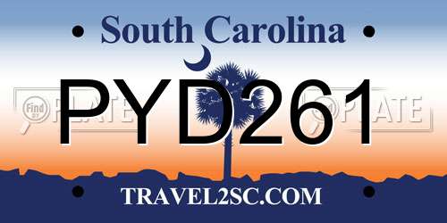 PYD261 South Carolina License Plate