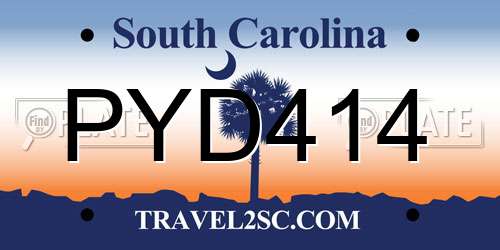 PYD414 South Carolina License Plate