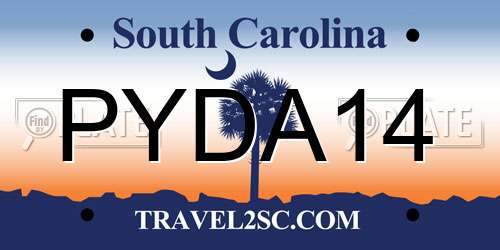 PYDA14 South Carolina License Plate