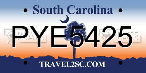 PYE5425 South Carolina License Plate