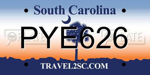 PYE626 South Carolina License Plate