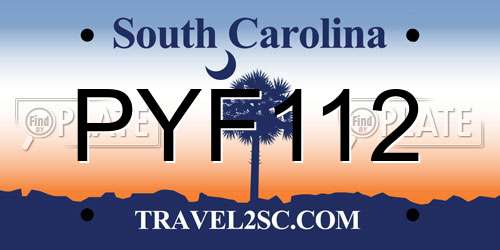 PYF112 South Carolina License Plate