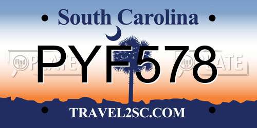 PYF578 South Carolina License Plate