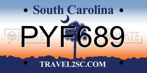 PYF689 South Carolina License Plate