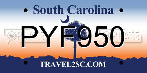 PYF950 South Carolina License Plate