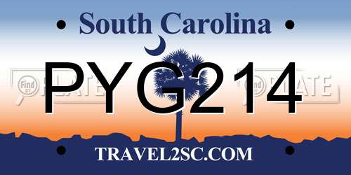 PYG214 South Carolina License Plate