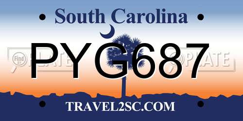 PYG687 South Carolina License Plate