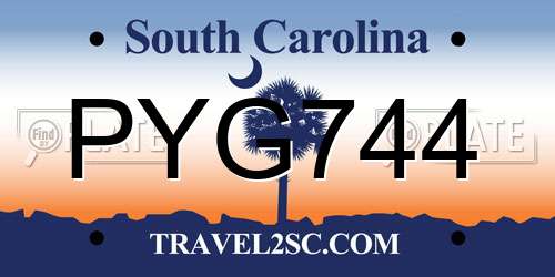 PYG744 South Carolina License Plate