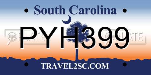 PYH399 South Carolina License Plate