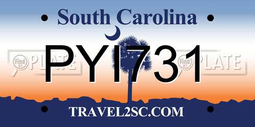 PYI731 South Carolina License Plate