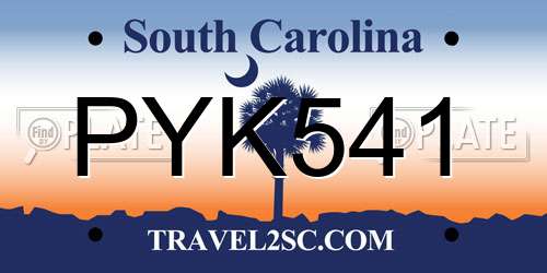 PYK541 South Carolina License Plate
