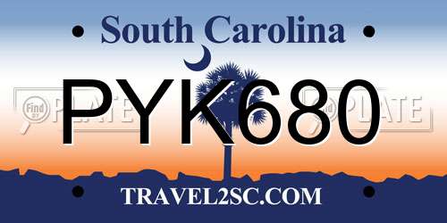 PYK680 South Carolina License Plate