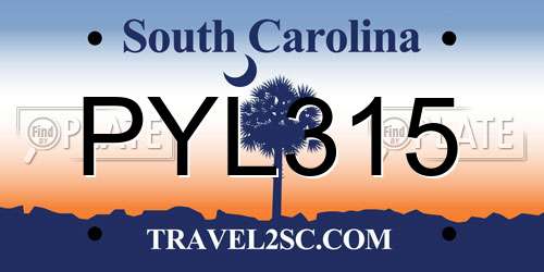 PYL315 South Carolina License Plate