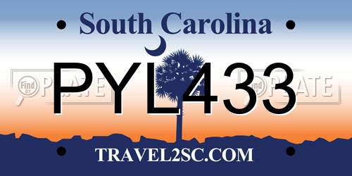 PYL433 South Carolina License Plate