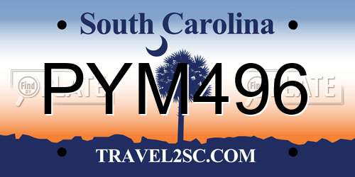 PYM496 South Carolina License Plate