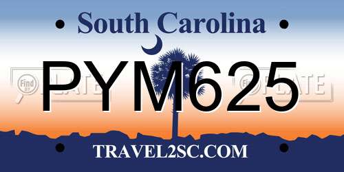 PYM625 South Carolina License Plate
