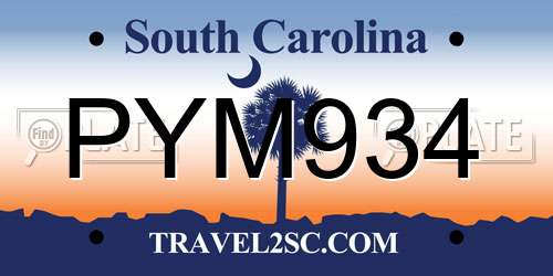 PYM934 South Carolina License Plate