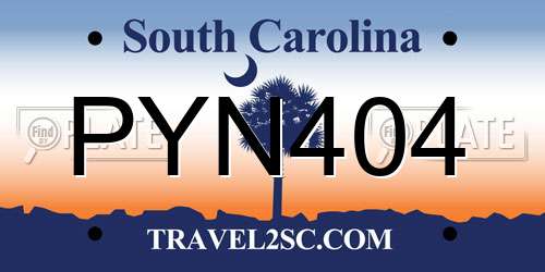 PYN404 South Carolina License Plate