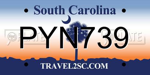 PYN739 South Carolina License Plate
