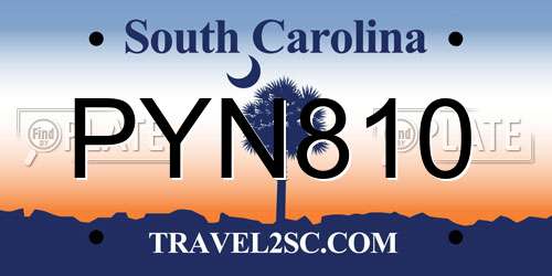 PYN810 South Carolina License Plate