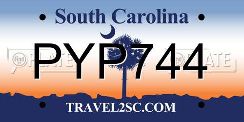 PYP744 South Carolina License Plate