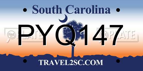 PYQ147 South Carolina License Plate