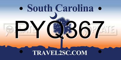 PYQ367 South Carolina License Plate