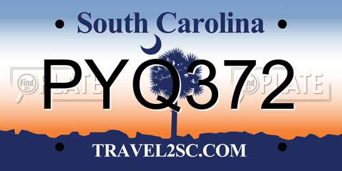 PYQ372 South Carolina License Plate