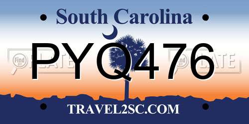 PYQ476 South Carolina License Plate