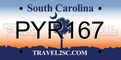 PYR167 South Carolina License Plate