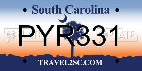 PYR331 South Carolina License Plate
