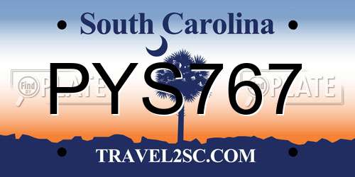 PYS767 South Carolina License Plate