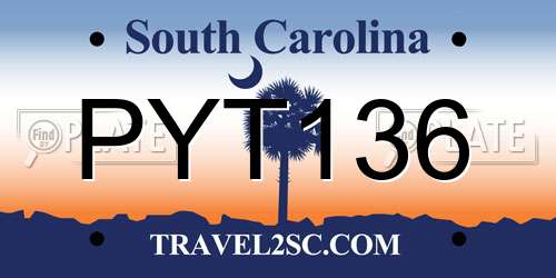 PYT136 South Carolina License Plate