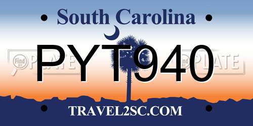 PYT940 South Carolina License Plate