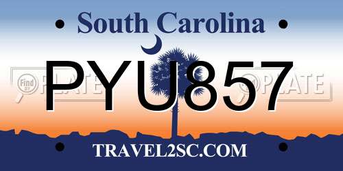 PYU857 South Carolina License Plate
