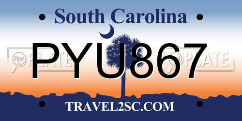 PYU867 South Carolina License Plate