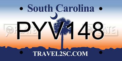 PYV148 South Carolina License Plate