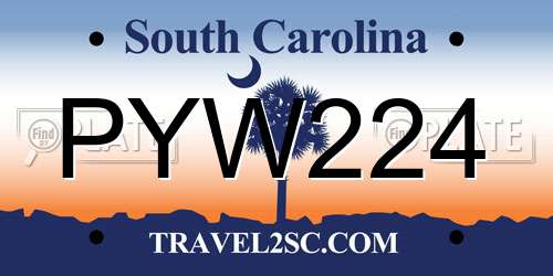 PYW224 South Carolina License Plate