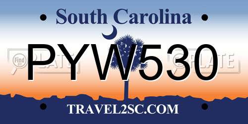 PYW530 South Carolina License Plate