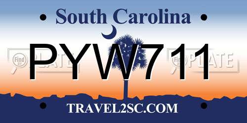 PYW711 South Carolina License Plate