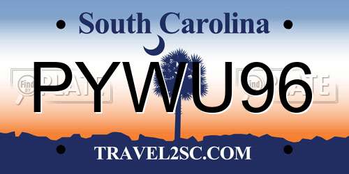 PYWU96 South Carolina License Plate
