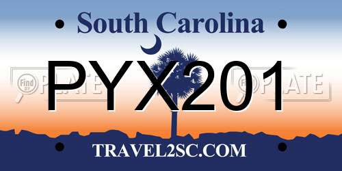PYX201 South Carolina License Plate