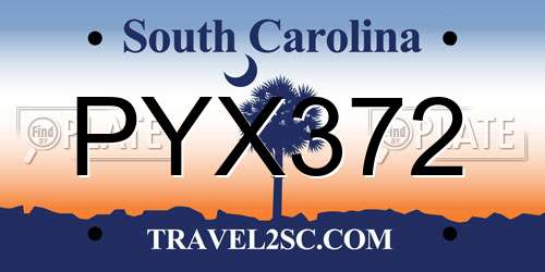 PYX372 South Carolina License Plate