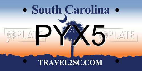 PYX5 South Carolina License Plate